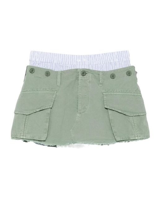 Alexander Wang Green Cargo Raw-Cut Skirt