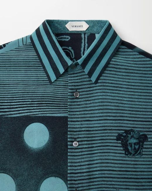 Versace Green Printed Bowling Shirt for men