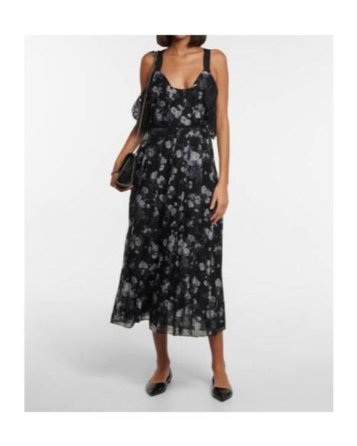 Brock Collection Black Talayah Floral Midi Dress