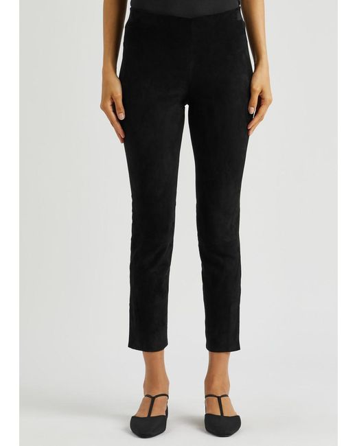 Vince Black Split-Cuff Suede Trousers