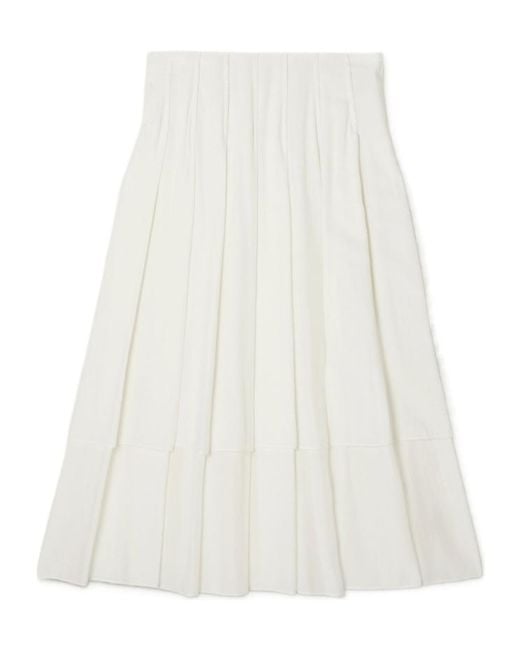 The Row White Pleated Midi Skirt