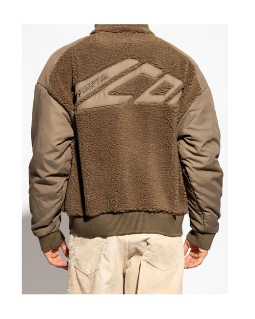 DSquared² Brown Icon Logo High-Neck Fleece Jacket for men