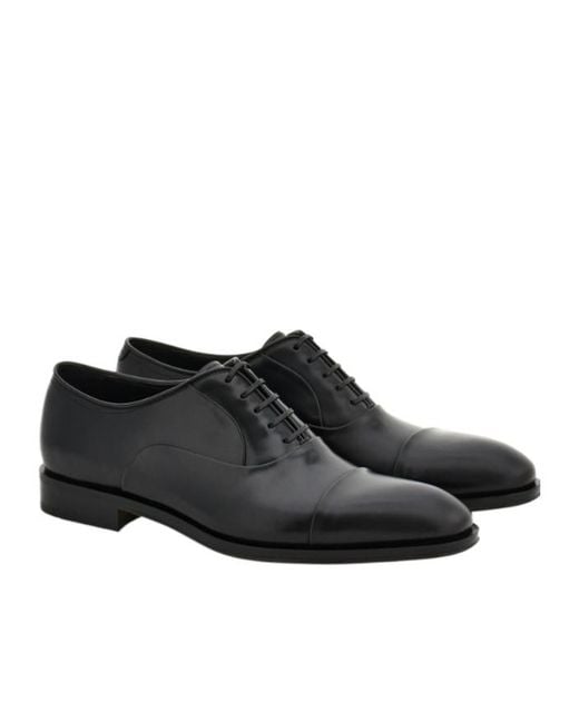 Ferragamo Black Oxford Shoe With Toe Cap for men