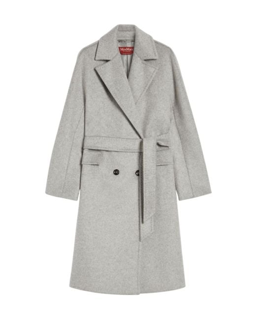 Max Mara Gray Alpaca And Wool Double-Breasted Coat