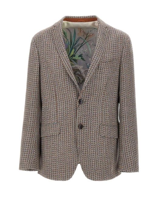 Etro Gray Mixed Wool Jacket for men