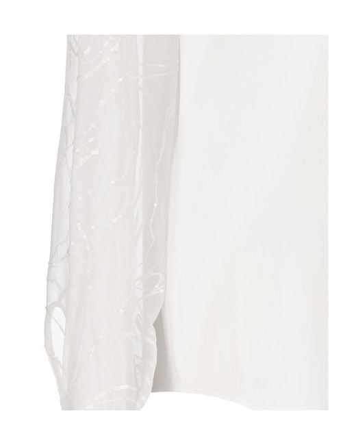 Brunello Cucinelli White Panelled Button-Up Shirt