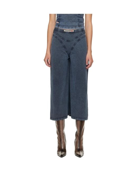 DIESEL Blue O-Alline Logo Patch Midi Skirt