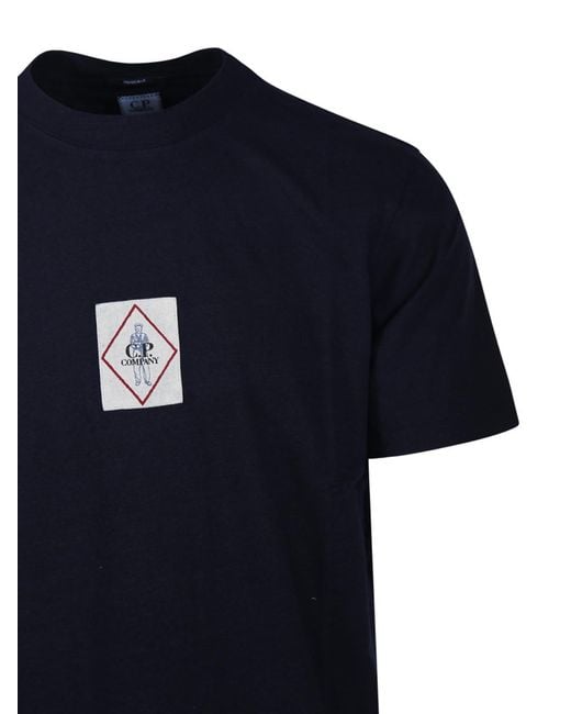 C P Company Blue Logo Patch Crewneck T-Shirt for men