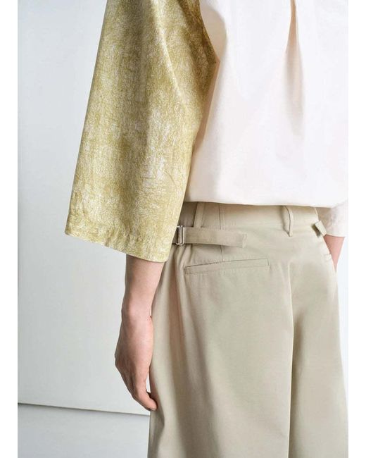 Lemaire White Pleated Wide Leg Chino Pants for men