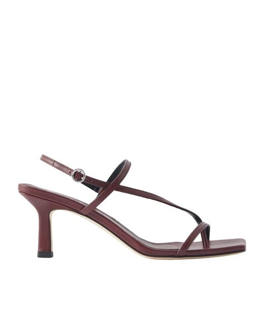 Aeyde Brown Solid Color Leather Slingback Sandals