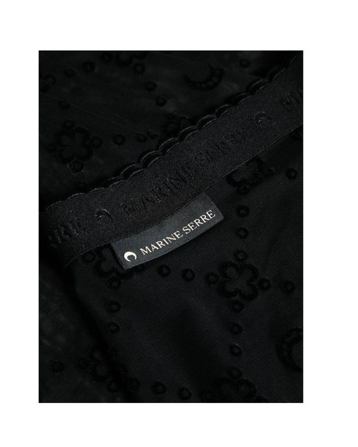 MARINE SERRE Black All-Over Moon Printed Tights
