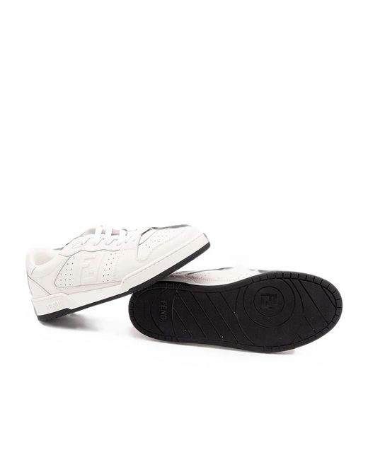 Fendi White Match Low-Top Sneakers for men