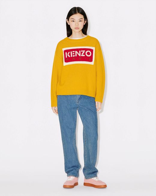 KENZO Yellow Logo Intarsia Crewneck Jumper