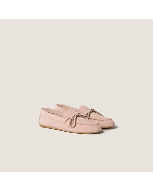 Miu Miu Pink Bow-Detailed Loafers