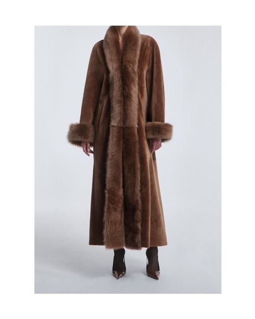 Nour Hammour Brown Sima Grand Shearling Coat