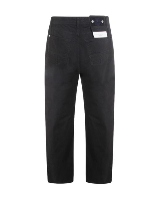 Stone Island Black Logo Patch Straight-Leg Pants for men