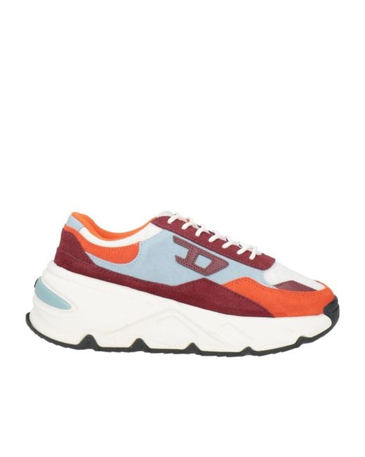 DIESEL Red Multi-Color Platform Sneakers