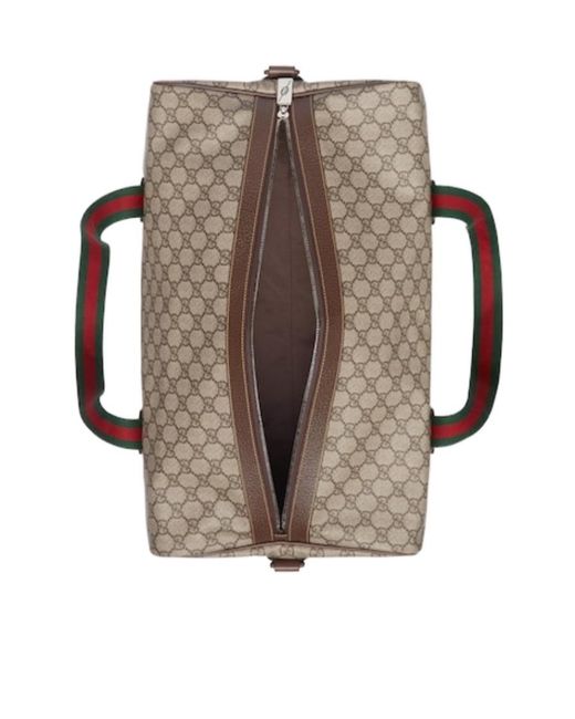 Gucci Brown Medium Duffle Bag With Web, Gg Canvas for men