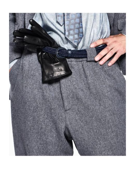 Giorgio Armani Blue Pleated Wide-Leg Pants for men