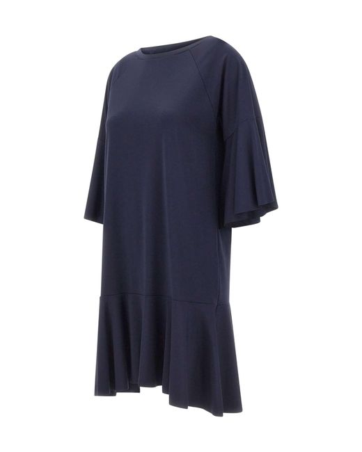 Kaos Blue Ruffled Raglan Sleeve Dress