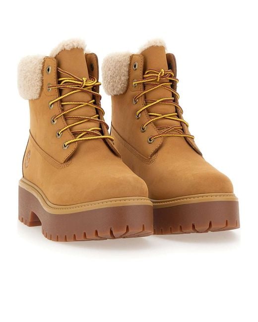 Timberland Brown Shearling-Lined Platform Boots