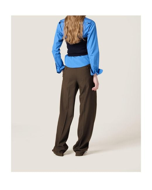 Miu Miu Brown Straight-Leg Tailored Trousers