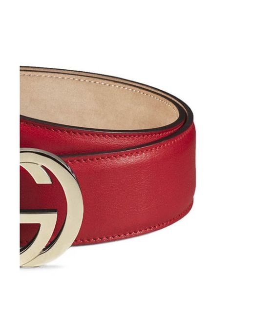 Gucci Red Mutual Buckle Double G Belt