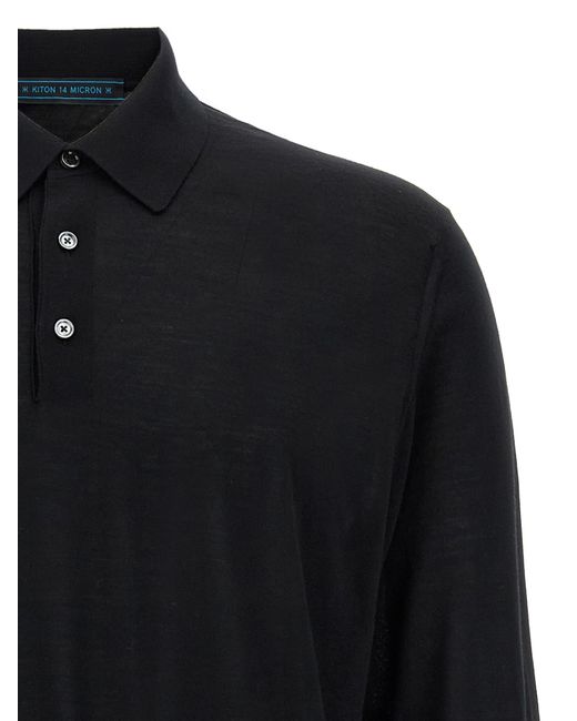 Kiton Black Ciro Buttoned Polo Shirt for men