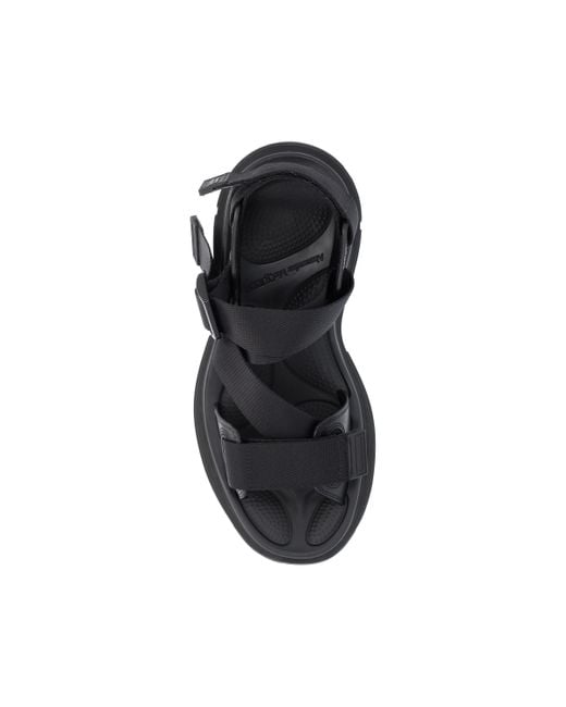 McQueen Black Tread Strapped Sandals