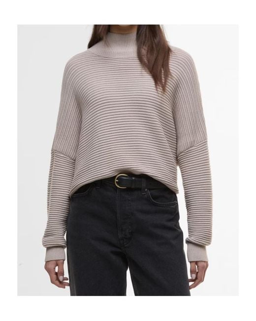 Barbour Gray Kaia Funnel-Neck Jumper