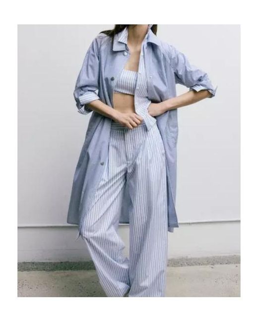 Rag & Bone Blue Striped Buttoned Coat