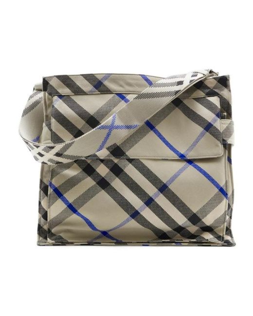 Burberry Gray Medium Checked Trench Tote Bag for men