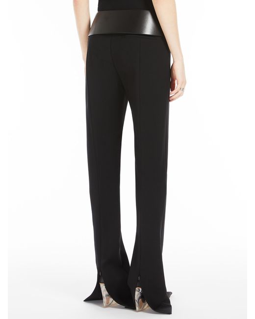 Sportmax Black Logo Patch Zip Detailed Trousers