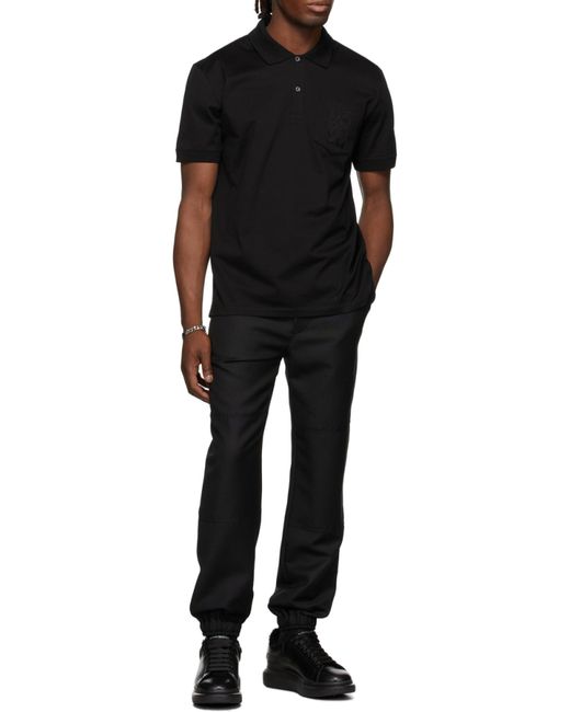 McQueen Black High-Waist Straight Leg Trousers for men