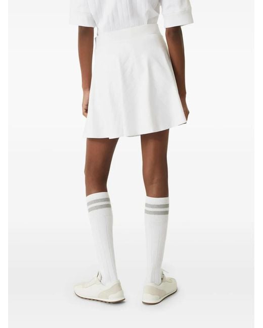 Brunello Cucinelli White Cotton Pleated Skirt