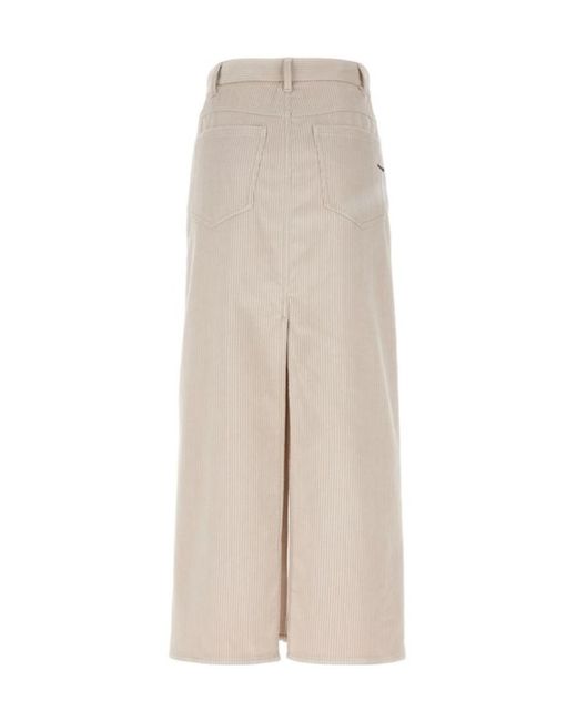 Brunello Cucinelli Natural Slit-Detail Corduroy Mini Skirt