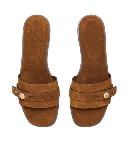 Tory Burch Brown Logo Slippers