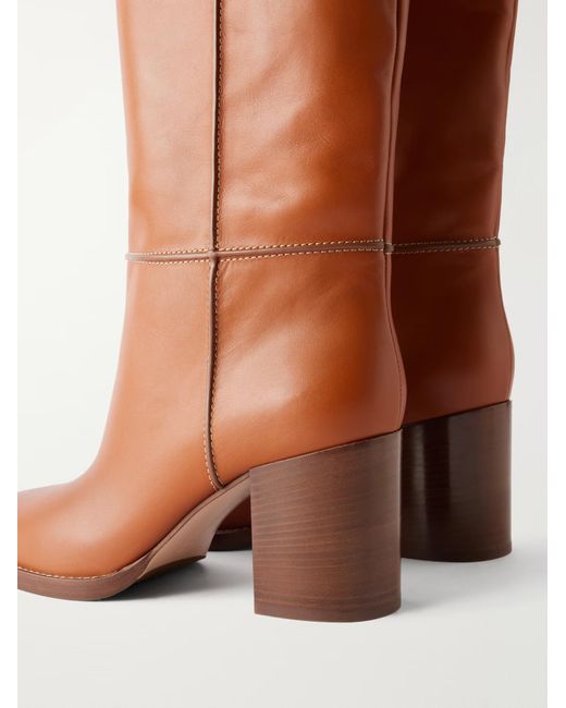 Gianvito Rossi Brown Solid Leather Knee Boots
