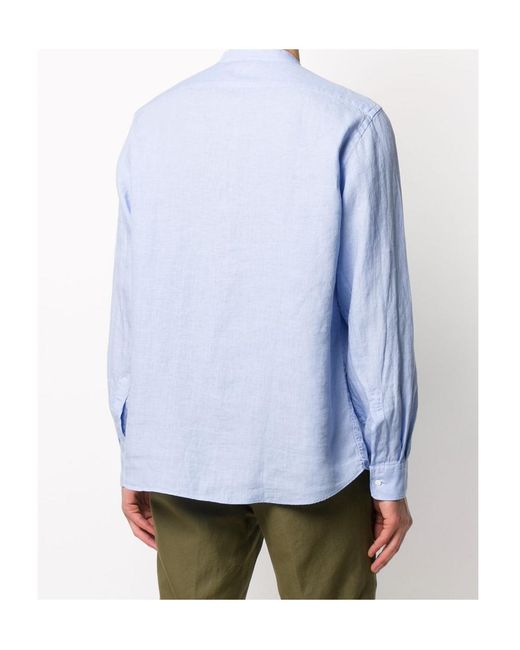 Aspesi Blue Button-Down Long-Sleeved Shirt for men