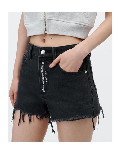 Alexander Wang Black Crystal Logo Fly Relaxed Short