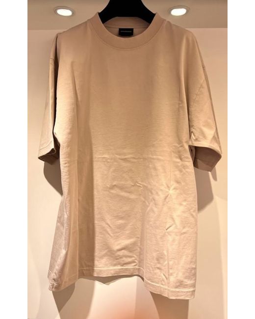 Balenciaga Natural Logo Embellished Large Fit T-Shirt