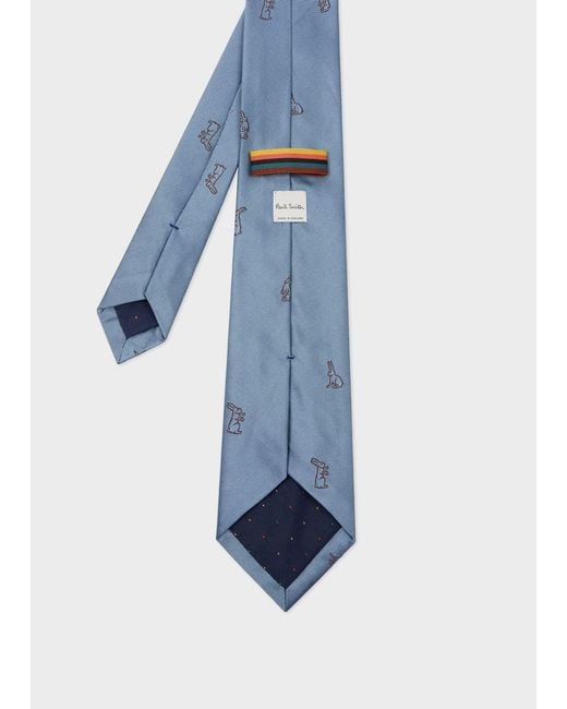 Paul Smith Blue Embroidered Motif Tie for men