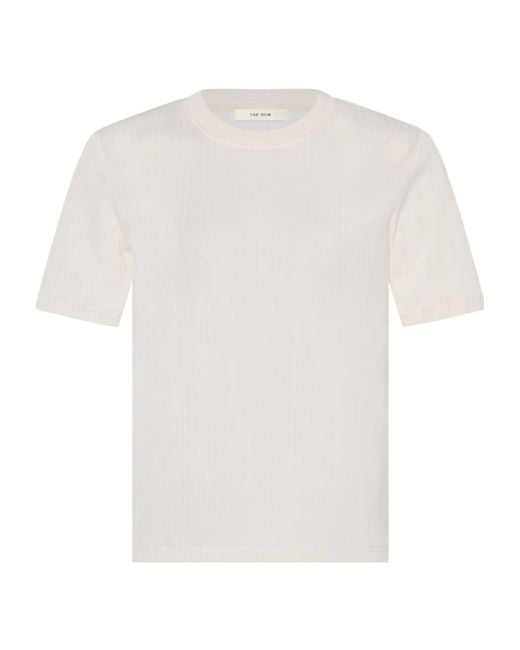 The Row White Etina Ribbed Short-Sleeve T-Shirt