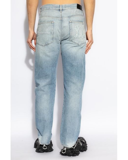 Amiri Blue Distressed Straight-Leg Jeans for men