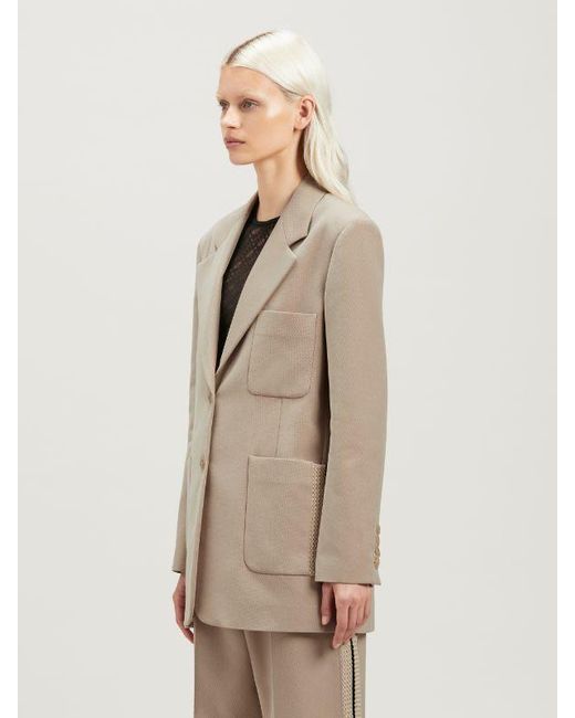 Palm Angels Natural Knit Tape Cotton Blazer