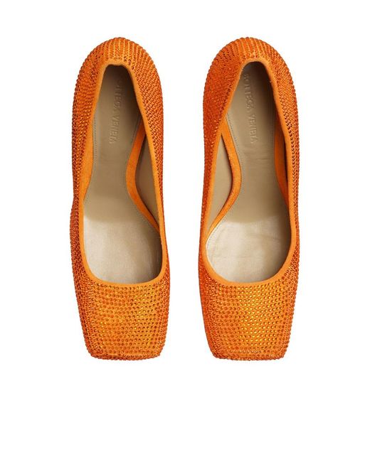 Bottega Veneta Orange Embellished Tower Pumps