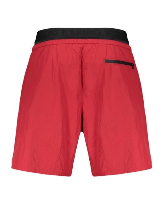 Iceberg Red Logo Patch Swim Shorts for men