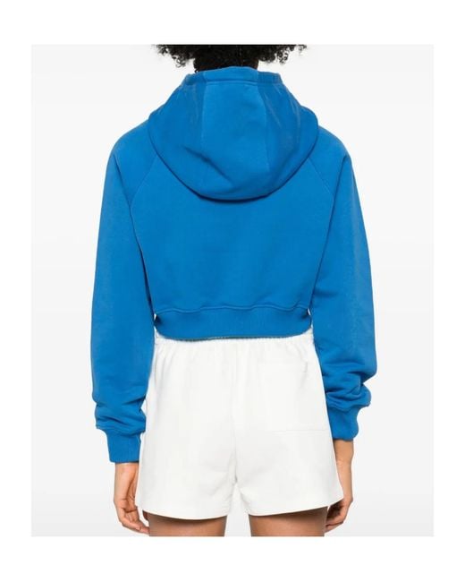 Casablanca Blue Cropped Cotton Hoodie