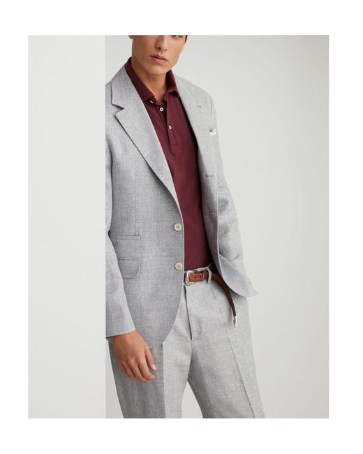 Brunello Cucinelli Gray Single-Breasted Tailored Blazer for men