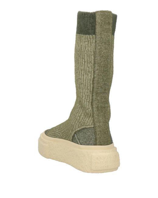 MM6 by Maison Margiela Green Solid Color Platform Boots